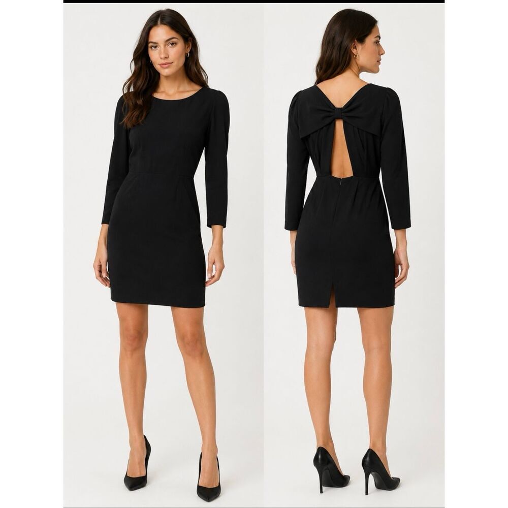 Vintage Nipton Boutique wool Long sleeve black dress sz 10 deadstock